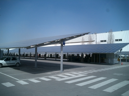 Marquesina metálica doble para placas solares